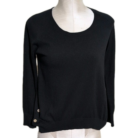J Jill Side Button Black Sweater XS Women's Winter Silk Blend Casual Chic Cozy - Picture 2 of 6